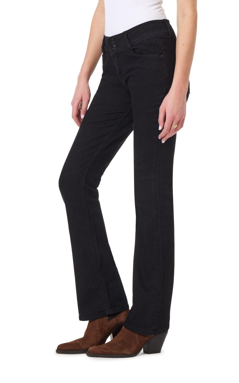 WallFlower Women's InstaStretch Luscious Curvy Bootcut Jeans, Black, 7 - Image 1